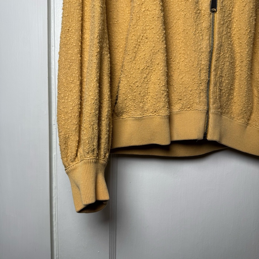 Free People Boho Popcorn Textured Oversized Zip Up Jacket In Mustard Size Medium - Picture 3 of 10